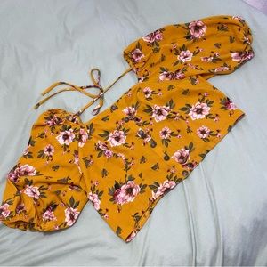 Yellow Floral Puff Sleeve Shirt